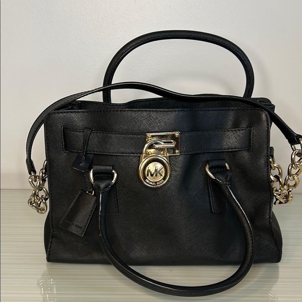 Michael Kors Hamilton Black Leather Handbag
